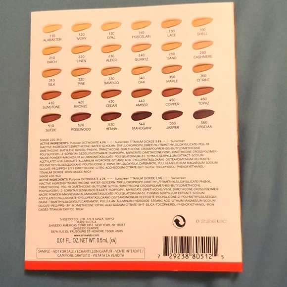Shiseido Synchro Skin Self-Refreshing Foundation sample card - Picture 4 of 4